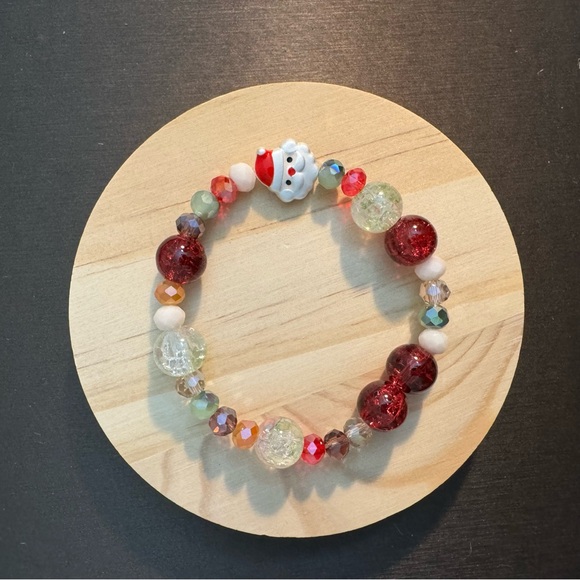 Kids Festive Multicolor Bead Bracelet with Christmas Charm - Picture 1 of 2
